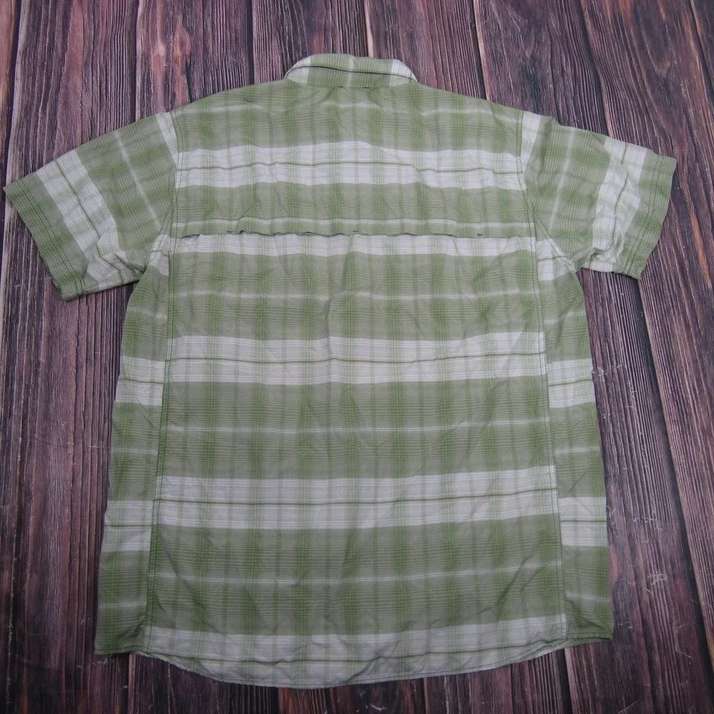 The North Face Shirt Mens XL Green Plaid Short Sleeve Button Up VaporWick Hiking